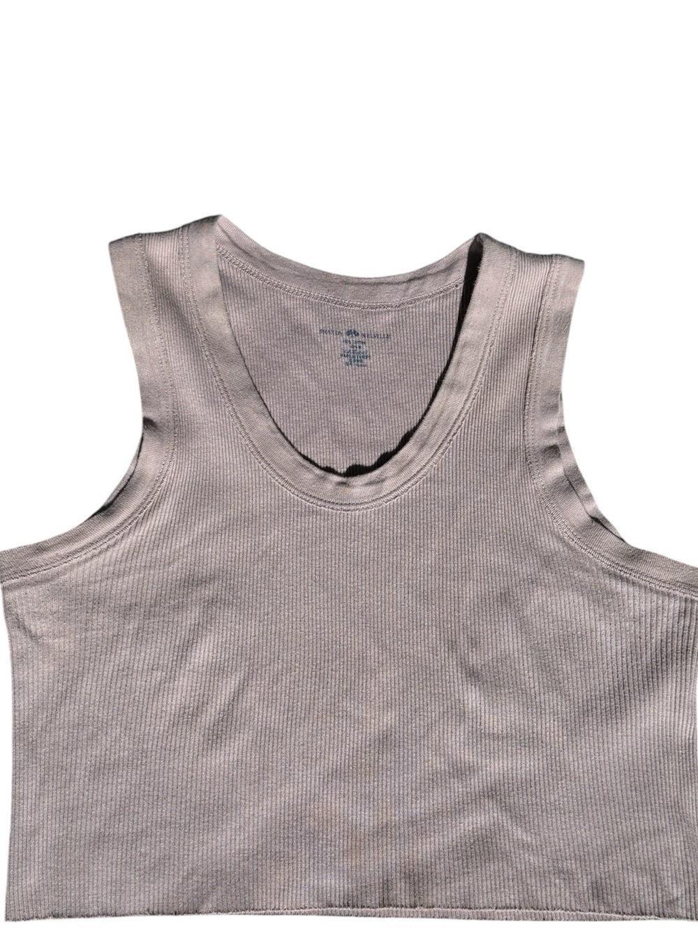 Brandy Melville Ribbed Crop Tank Top Neutral Fitted Basic Coquette Sleeveless